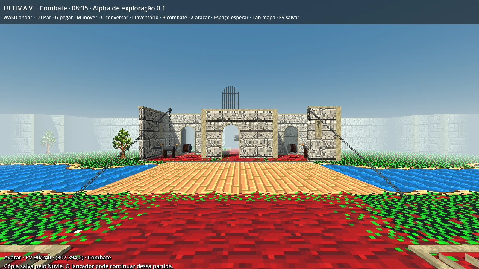 Captura do alpha U6FPS, diante da ponte e entrada do castelo